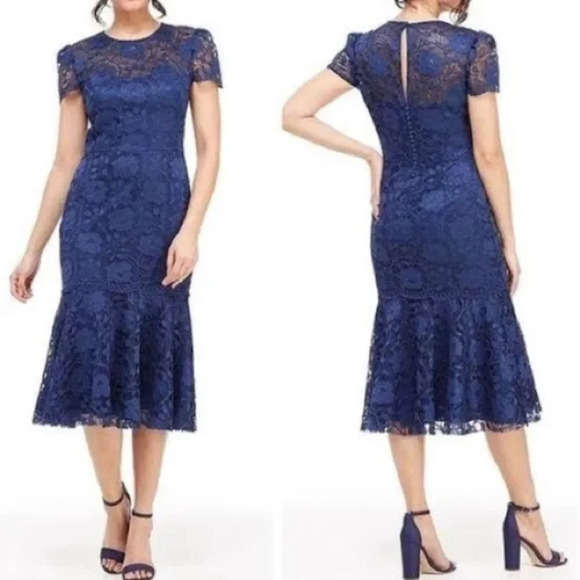 Gal Meets Glam Eve Illusion Lace Midi Dress - NEW - Size 2 - Picture 1 of 8